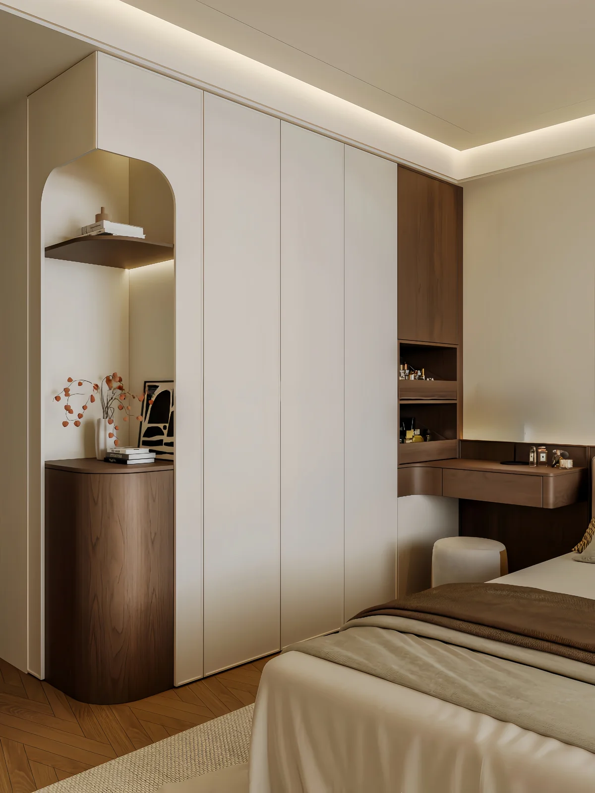 Bedroom wardrobe with dressing table for a Singapore home