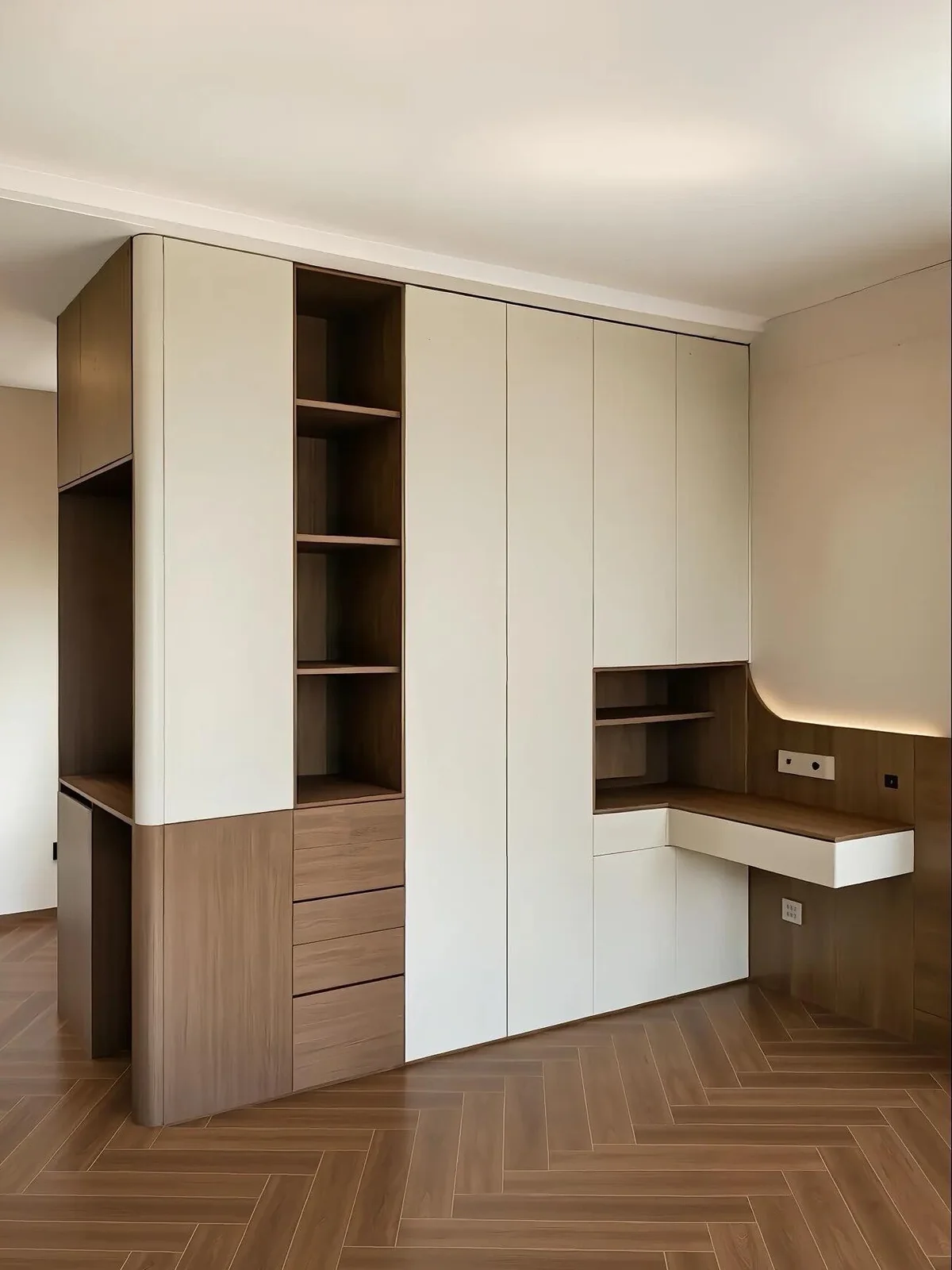 Bedroom wardrobe with dressing table for a Singapore home