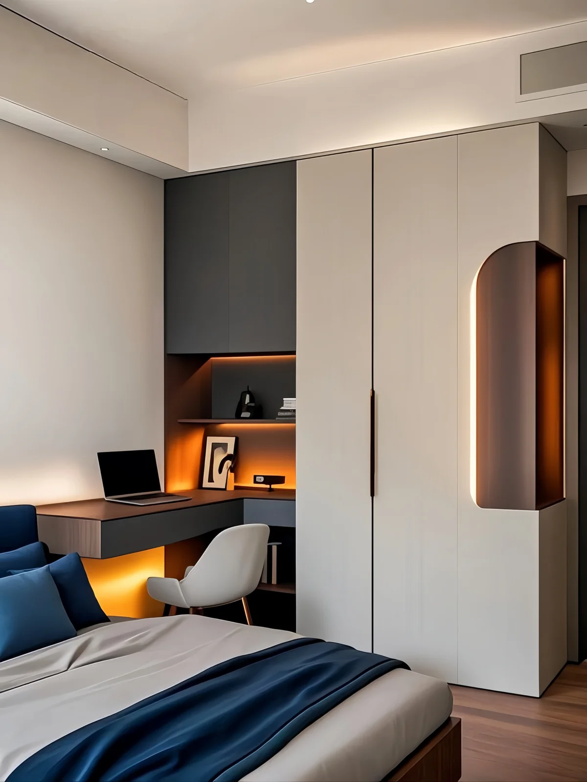 Bedroom wardrobe with dressing table for a Singapore home