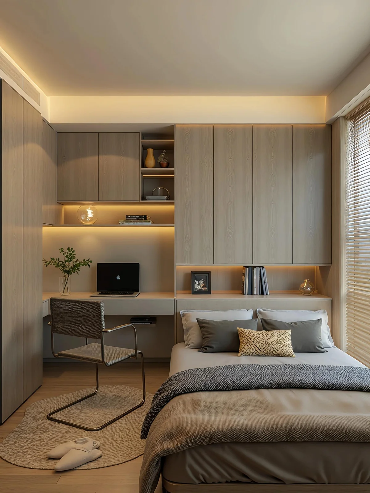 Bedroom wardrobe with study desk for a Singapore home