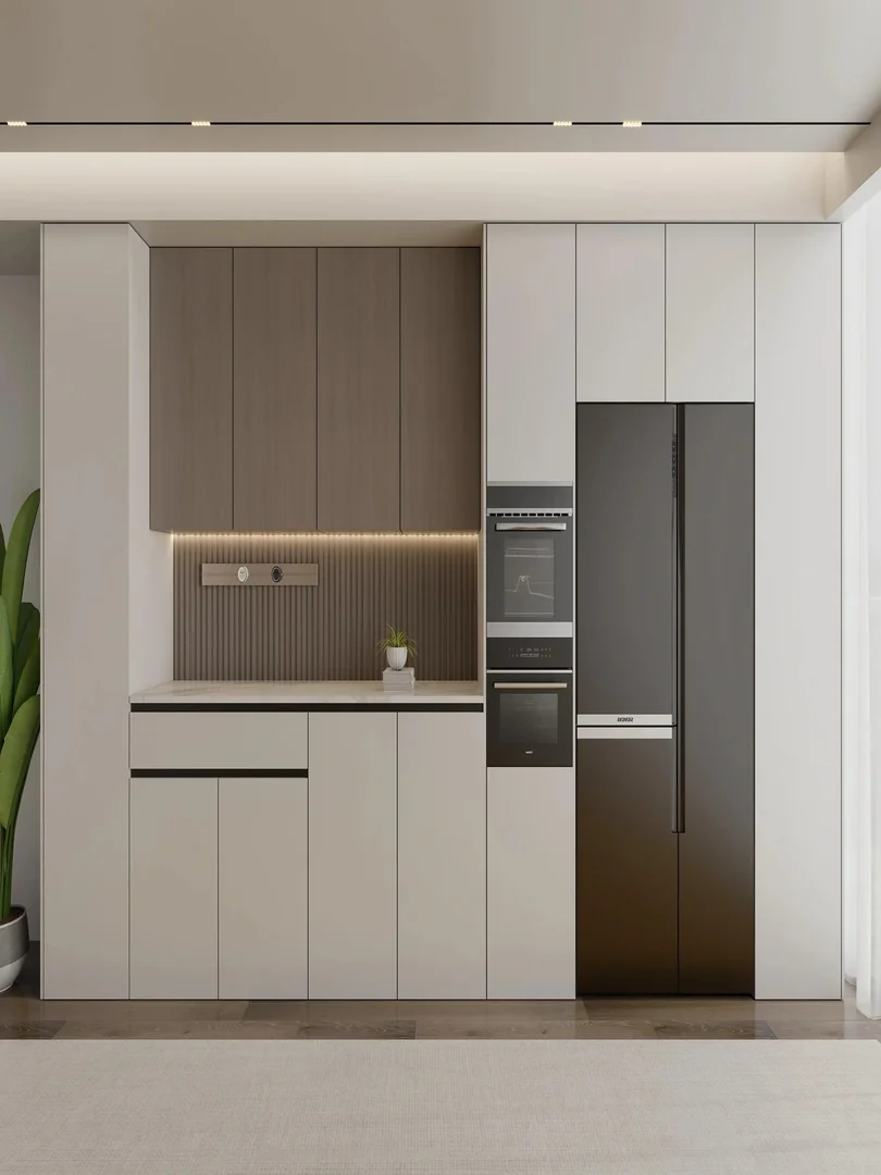 Full-height kitchen cabinet storage wall in a Singapore HDB kitchen