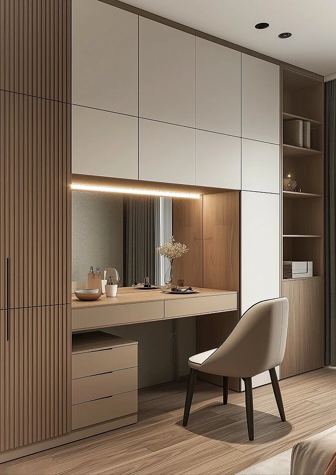 Custom study desk with bookshelf for a Singapore bedroom