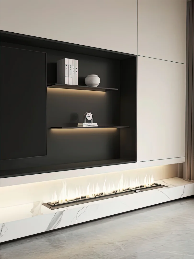 Living room wall panel and display cabinet design for a Singapore home